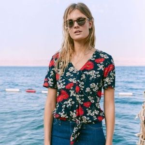 madewell v-neck front tie top